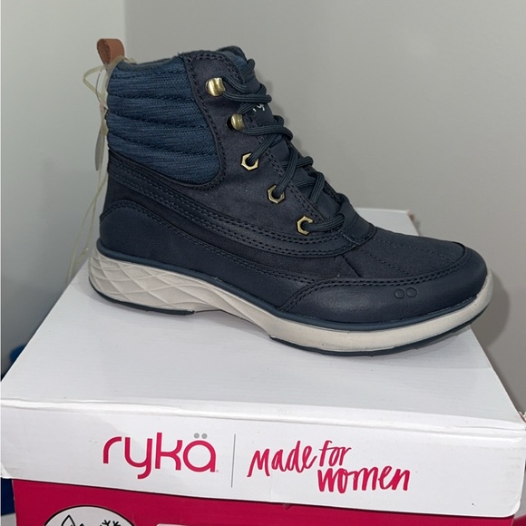 Ryka Shoes - Ryka Women's Navy Blue Ankle Boots Size 5 Water-Repellent Lace-Up Boots NEW